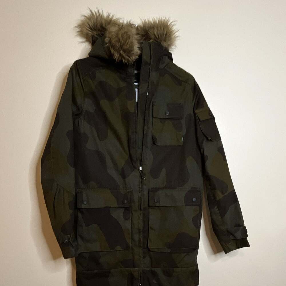 Burton BRTN Parka Heavyweight, Long Jacket Size XS Camouflage hoodie